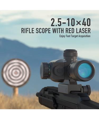 Pinty 2.5-10x40 Tactical Rifle Scope with Red Laser Combo - Green Lens - Buy Online on SooperMarket.com