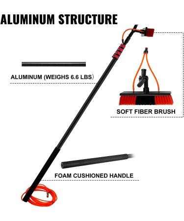 12-36 Foot (Long Reach) Photovoltaic Panels Cleaning Brush & Pole with 20m Hose Water Fed Pole Kit Outdoor Window Glass Cleaning Tool 35cm Brush Head 11M/36FT - Buy Online on SooperMarket.com