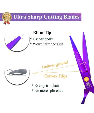 5.5 inch Purple Hair Cutting Scissors Set with Leather Case - Professional Barber Shears for Hairdressers and Home Use - Buy Online on SooperMarket.com