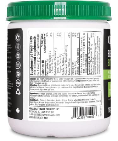Organika Electrolytes Extra-Strength Powder- Lemon Lime- High in Sodium for Sport Recovery - Saltier Taste Sugar-Free Hydration and Electrolyte Replenishment - 180g - 30 servings Lemon Lime 30 Servings (Pack of 1) - Buy Online on SooperMarket.com