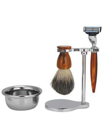 Ankroyu 4-part men's rasier set shaving bowl set stainless steel rasier set with bowl razor planer and roof bristles leather holder for safety razors