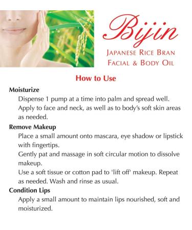 Bijin Pure Rice Bran Oil 100ml - Japanese Facial & Body Moisturizer | Shop Internationally - Buy Online on SooperMarket.com