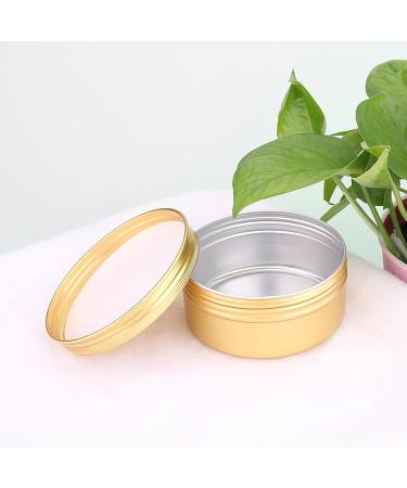 Zeoabsy 10-Piece Gold Aluminum Empty Jars - 150ml Round Tins with Screw Lid for Cosmetics Candles & Ointments | Includes 5 Spatulas & 1 Gold Label - Buy Online on SooperMarket.com