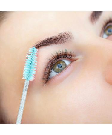 GCQQ Crystal Blue 100PCS Eyelash Brushes & Disposable Spoolies with Container - Ideal for Lash Extensions & Castor Oil Application - Buy Online on SooperMarket.com