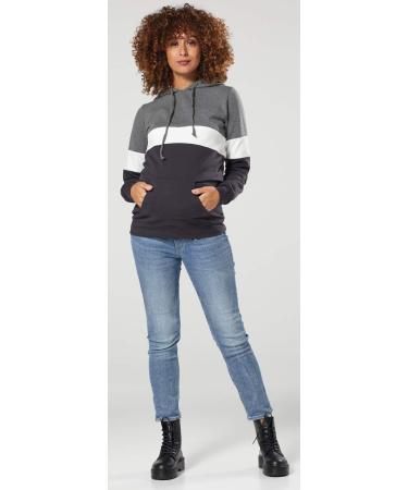 Happy Mama Women's Nursing Hoodie Breastfeeding Maternity - 503p 8 Graphite Melange/White/Grey - Buy Online on SooperMarket.com