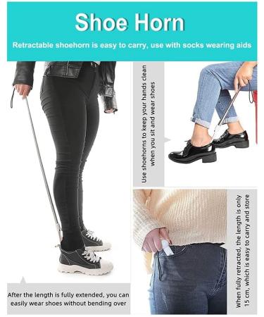 Pteanecay Shoe Horn -Shoe Aide Device for Seniors with Adjustable Sock Assist Device for Elderly Pregnan for Daily Living - Buy Online on SooperMarket.com
