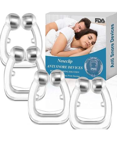 Supervps 4pcs Each Set Anti Snoring Devices Silicone Magnetic Anti Snore Clips Snore Stopper Stop Snoring Device Nasal Dilator Snoring Help Relief for Comfortable Sleeping Congestion for Men Women White