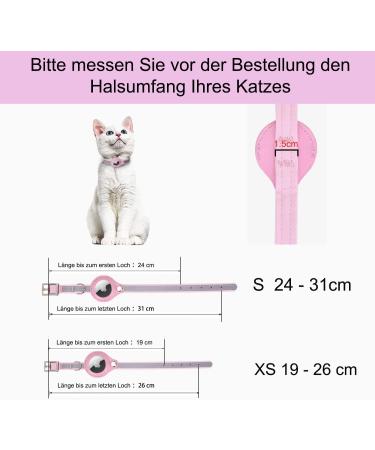 Premium Adjustable Leather Airtag Cat Collar - Reflective GPS Tracking Neck Band for Small Medium & Large Cats (XS Pink 19-26cm) - Anti-Lost Airtag Case - Buy Online on SooperMarket.com