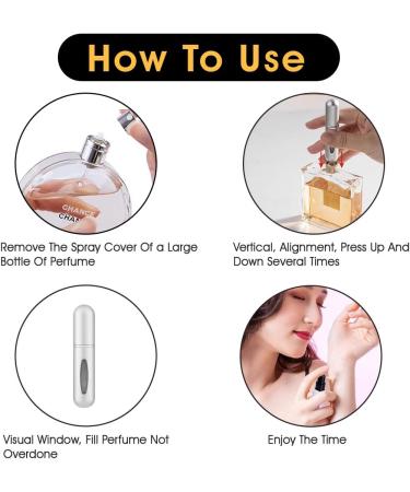 Rosiya Perfume Atomiser pack of 1 Perfume Travel Bottle 5ML Refillable Perfume Spray Bottle Easy to Refill Empty Atomiser Bottle for Purse Handbag Pocket and Luggage (Silver) Silver Pack of 1 - Buy Online on SooperMarket.com
