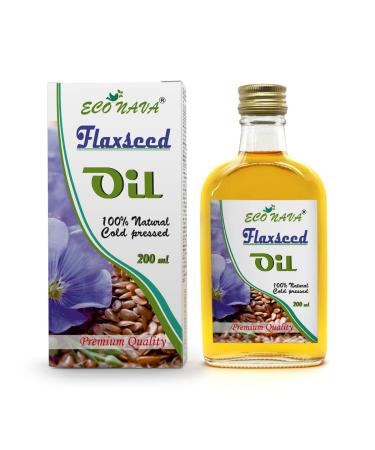 Eco Nava Flaxseed Oil 6.8 oz | 100% Natural Cold Pressed | Premium Grade for Cooking, Salads, Hair, Face & Skin Care - Buy Online on SooperMarket.com