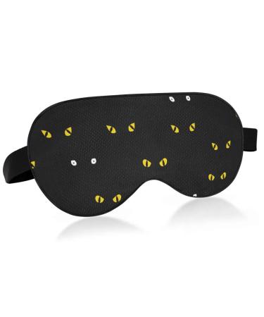 Haskirky Light Blocking Eye Mask Breathable and Adjustable Adult Men and Women Travel on Business Trips Yoga Meditation Light Smooth Comfortable Eye Mask Office Deep Sleep Goodies Yellow Cat Eyes