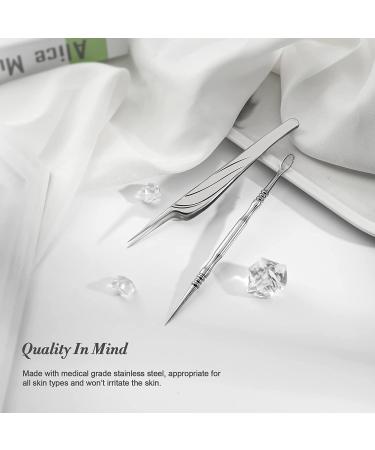 BEZOX Blackhead Tweezer and Acne Needle Set - Stainless Steel Comedone Extractor Kit - Buy Online on SooperMarket.com