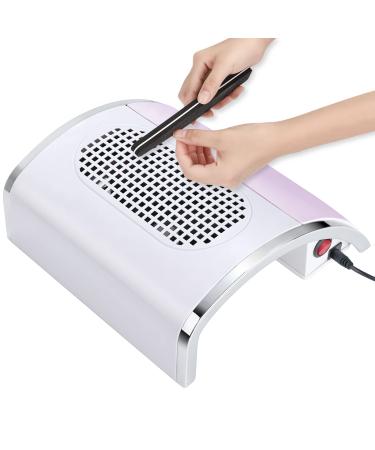 Saviland Nail Dust Collector for Nails - 80W 2 Fans Dust Extractor with Non-Woven Bags Nail Vacuum Cleaner Machine Nails Tech One Button Control for Sucking Nail Dust Home Salon Use Purple