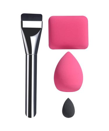 BS-MALL Foundation Makeup Brush Set with 3 Makeup Sponge Blenders silver & Pink
