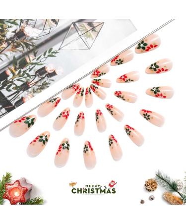 Vatocu Christmas False Nails Short Red Press On Nails - Snowflakes, Elk, Snowman Design - 24pcs - For Women and Girls - Buy Online on SooperMarket.com