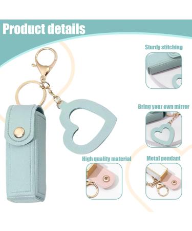 Buy 2PCS Lipstick Case with Heart Mirror | Portable Lip Balm Holder & Keyring Pouch for Women - Perfect Gift - Buy Online on SooperMarket.com