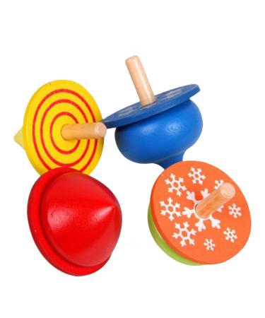 YeahiBaby Wooden Spinning Top Traditional Wooden Toys Children's Toy 4 Pieces (Colorful)