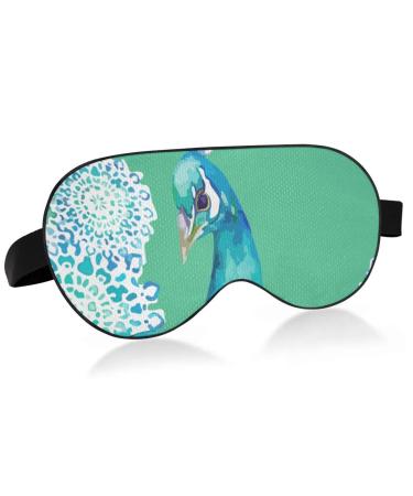 Haskirky Light Blocking Eye Mask Breathable and Adjustable Adult Men and Women Travel on Business Trips Yoga Meditation Light Smooth Comfortable Eye Mask Office Deep Sleep Goodies Cartoon Blue Peac