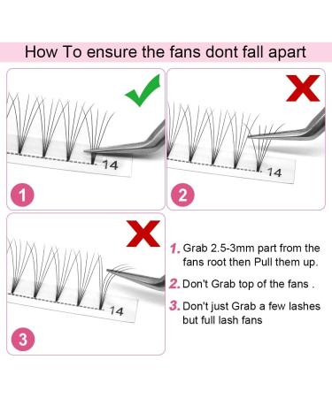 5D-D-0.10-13mm Short Stem Pre Made Fan Eyelash Extensions - Russian Volume Lashes 0.07 0.10 - 13mm Length - Buy Online on SooperMarket.com