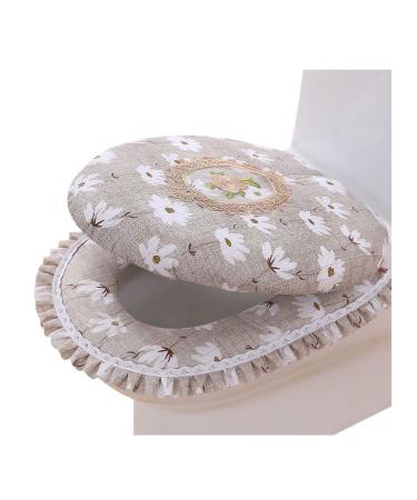 CYlovinho Toilet Seat Cover Pads Washable Bathroom Soft Thicker Warmer Washable Cloth Toilet Seat Cover Pads with Zipper Super Soft Bathroom Toilet Lid Cover Set Brown