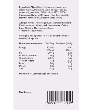 Hebridean Baker - Heather Honey Shortbread 150g - Buy Online on SooperMarket.com