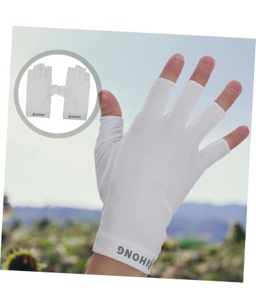 OSALADI 1 Pair Uv Gloves Womens Gloves Nail Lamp Light Nail Gel Uv Hand Protection Gloves for Nails Uv Manicure Gloves Summer Beach Gloves Professional Protection Fingerless Gloves Shield 19.5x8cm White - Buy Online on SooperMarket.com