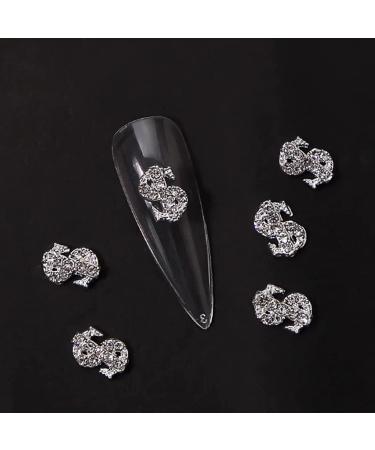 RUNRAYAY 40Pcs 3D Dollar Sign Nail Art Charms with Rhinestones Silver Nail Studs Diamonds for Nail Art Accessories Retro Nail Jewelry Decoration for DIY Crafts Nail Decor - Buy Online on SooperMarket.com