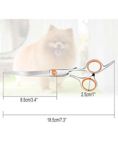 Dog Grooming Scissors 7.3" Pet Grooming Scissors with Safety Round Tip Stainless Steel Grooming Shears for Dog Cat 1 Piece-curved Scissors - Buy Online on SooperMarket.com