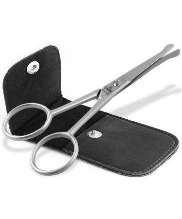 Premium beard shears for men hair gorge nasal hair scissors with rounded ends and sharp cut for precise beard care - professional hair cutting scissors made of rust -free stainless steel 10.5 cm with case