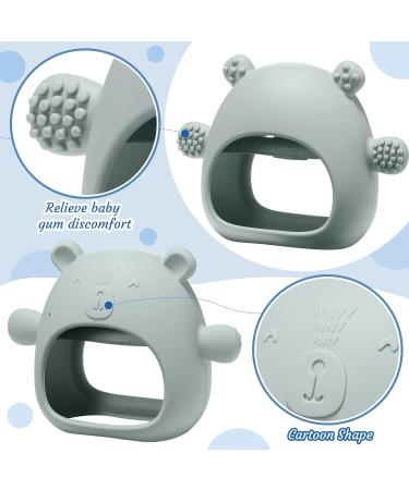 3 Pack Baby Teether Teething Toys for Babies 0-6 Months - Bear Silicone Anti Dropping Hand Teether Pacifiers - Blue Caramel Green - Buy Online on SooperMarket.com