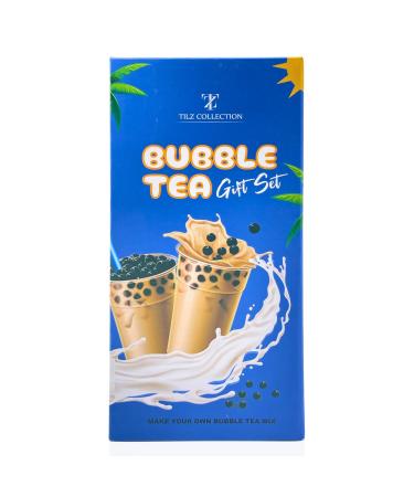 Bubble Tea Kit Gift Set - Boba Tea Kit with 3 Servings of Instant Tapioca Pearls and Milk Tea Powder Mix Glass Pint & Stainless Steel Straw - Complete DIY Bubble Tea Set for Bubble Tea Lover