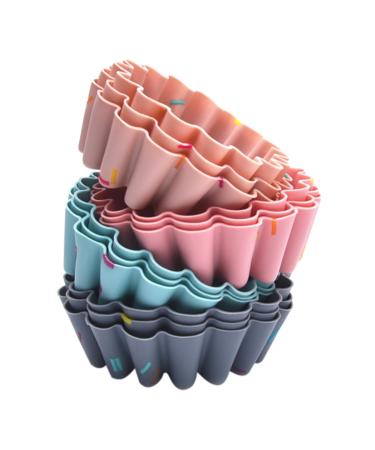 12 Pcs Silicone Muffin Cup Silicone Molds Reusable Cupcake Liners Reusable Baking Molds Delicate 7.5X6.3CM Assorted Color