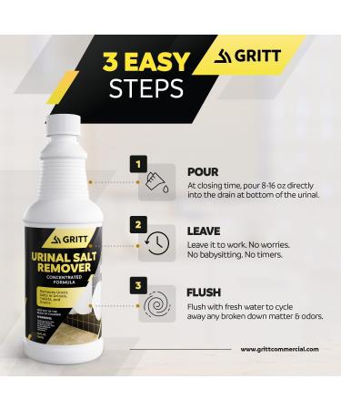 Urinal Salt Remover Concentrate - Eliminates Urine Odor & Uric Acid Buildup | 32 oz Odor Control & Calcium Remover - Buy Online on SooperMarket.com