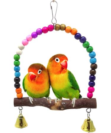HONBAY Wooden Bird Swing Perch Toy for Small Birds - Parrot Hanging Toy - Buy Online on SooperMarket.com
