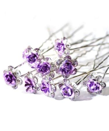 Frcolor 20pcs Wedding Bridal Rhinestone Hairpins | Beautiful Purple Crystal Flower Hair Accessories - Buy Online on SooperMarket.com