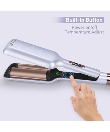 32mm Aima Beauty Twins Mermaid Hair Waver - Anti-Scald Curling Iron for Beach Waves | 1.25 Inch Dual Barrel | Fast 15S Heating - Perfect for All Hair Types (Light Purple - Buy Online on SooperMarket.com