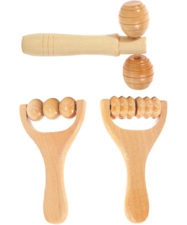 3PC Wooden Massage Stick Set - Hand & Full Body Muscle Relief Tools for Neck Waist Legs & Hands - Buy Online on SooperMarket.com