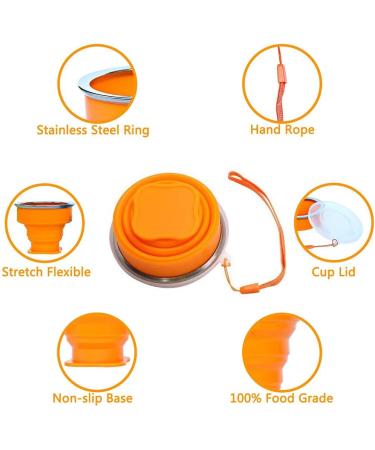4 Pack Silicone Collapsible Travel Cup Set with Lid - Reusable & Expandable Drinking Mug for Camping and Hiking - Buy Online on SooperMarket.com