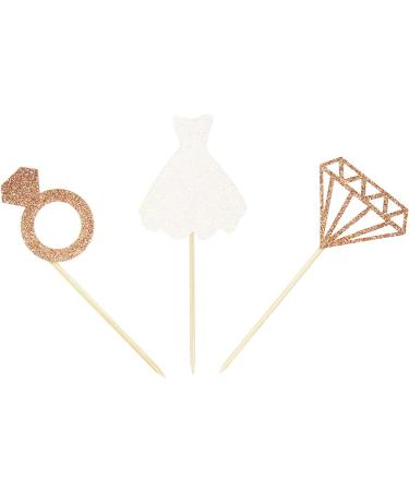 Unimall 24-Piece Glitter Bride Cupcake Toppers | Multicolored Wedding Dress Cake Decorations for Engagement & Bridal Shower - Buy Online on SooperMarket.com