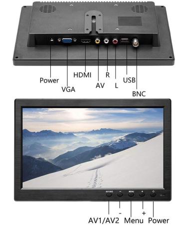Hikity 10 Inch Portable HDMI Monitor with BNC, VGA, HDMI Inputs - Built-in Speakers for PC, CCTV, Security Camera - Remote Control - Ideal for Raspberry Pi & X-Box - Buy Online on SooperMarket.com