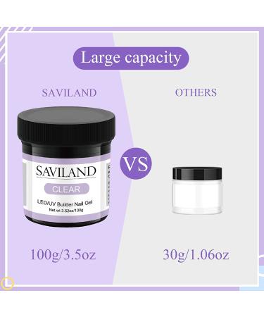 Saviland Builder Nail Gel - 100g/3.5oz Clear Hard Gel for Nail Extensions and Strengthening - DIY Manicure Art - Buy Online on SooperMarket.com