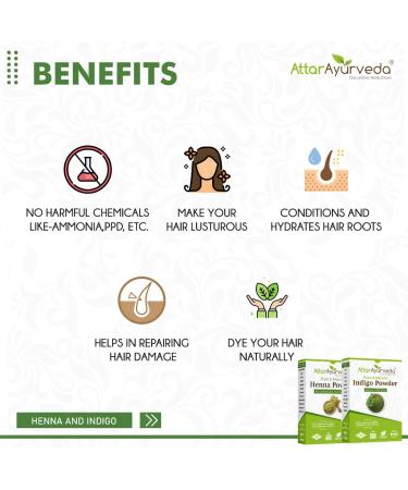 Attar Ayurveda Natural Dye for Black Hair - Henna & Indigo Combo Pack (400g) - Herbal Hair Color Solution - Buy Online on SooperMarket.com