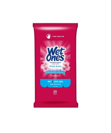 Wet Ones AntibacterialHand Wipes Fresh Scent Wipes | Travel Wipes Case Antibacterial Wipes| 20 ct. Travel Size Wipes (30 pack)