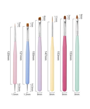Sularpek 6Pcs Nail Art Brushes Set - Builder Gel Brush for Nails, Nail Art Design Pen Painting Tools with Extension Gel Brush, Fine Liner Brushes, and Dotting Pen - Buy Online on SooperMarket.com