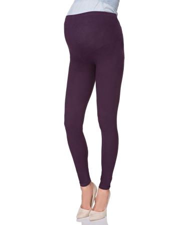 Softsail Maternity Leggings - High Waisted Cotton Pants with Belly Support | Over Bump Stretchy Maternity Clothes for Pregnancy - Plum - Buy Online on SooperMarket.com