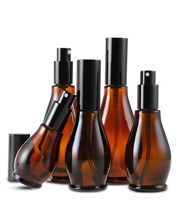 Empty Refillable Amber Glass Spray Bottles 100ml - Black Atomizer & Dust Cap for Cosmetics Perfumes & Essential Oils | International Shipping - Buy Online on SooperMarket.com