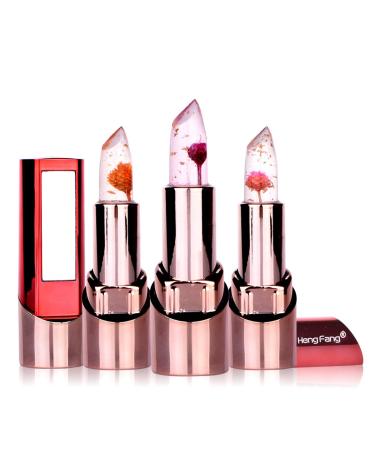 Ice Love Flower Jelly Lipstick Set - Color Changing Lip Gloss Gift - 3pcs Moisturizing Lip Balm for Teens Girls and Women - Waterproof Makeup - Buy Online on SooperMarket.com