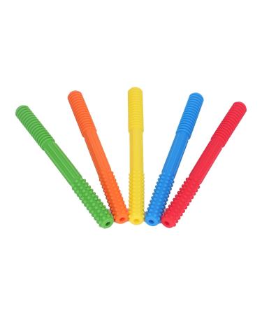 Baby Teething Tube Toys - 5 Pack Silicone Chewing Straws for Toddlers & Infants - Bite Resistant 5 Colors - Buy Online on SooperMarket.com
