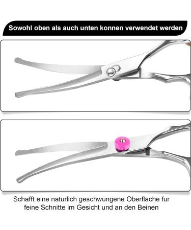 Professional Curved Dog & Cat Grooming Scissors Set - Pink Stainless Steel with Pet Comb | International Shipping - Buy Online on SooperMarket.com