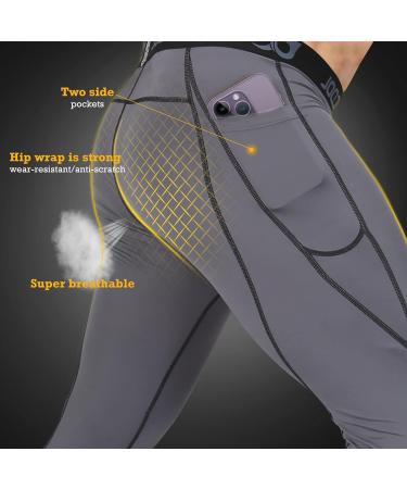 Buy Boomcool Men's Compression Pants - XXL Black/Gray Running Trousers with Pockets for Fitness Gym Yoga & Cycling | International Shipping Available - Buy Online on SooperMarket.com
